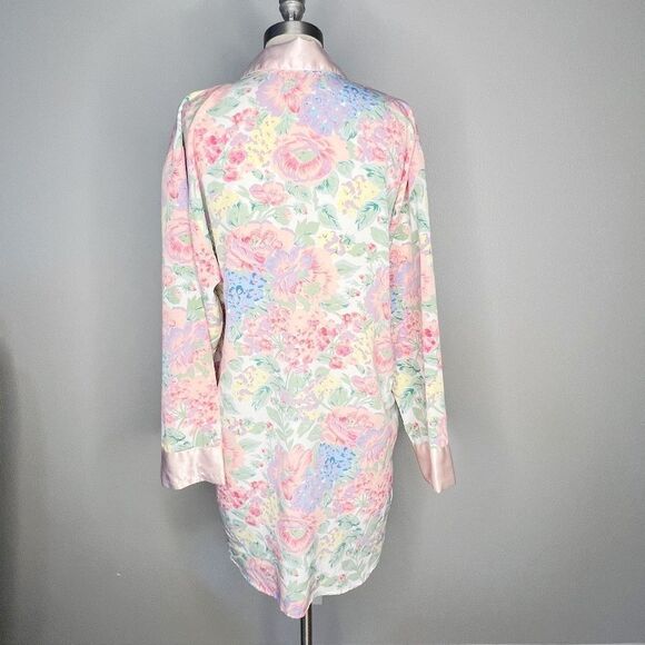 Vintage 90s Gold Label Victorias Secret Floral Robe nightgown Size S Pink - Picture 4 of 8